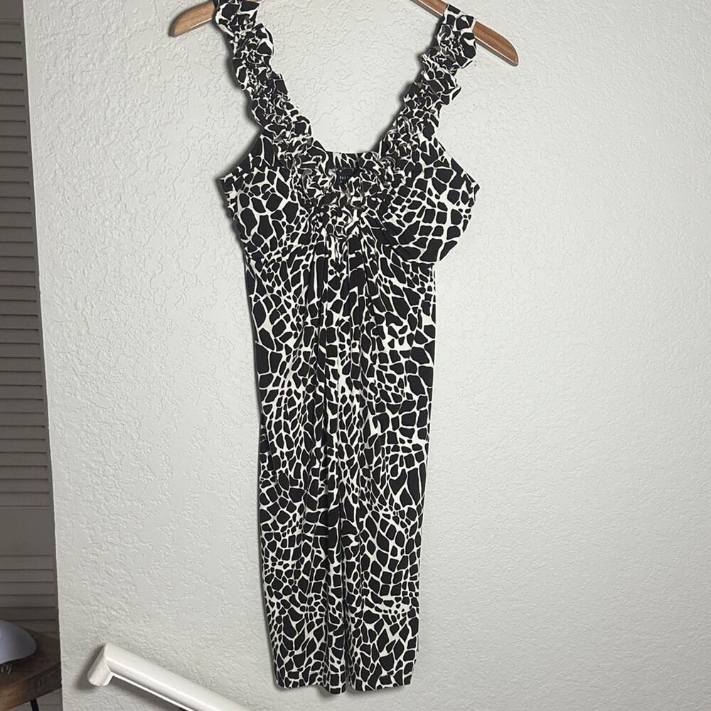 NEW Enfocus Studio Brown White Animal Print Pebbles Rock Mini Dress Bra Pads